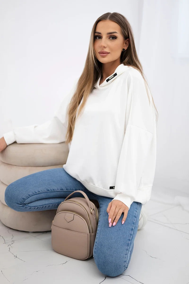 Bluza z kapturem z wiskozy ecru , , , Moda Life Polska , 30792_1 , ART2436