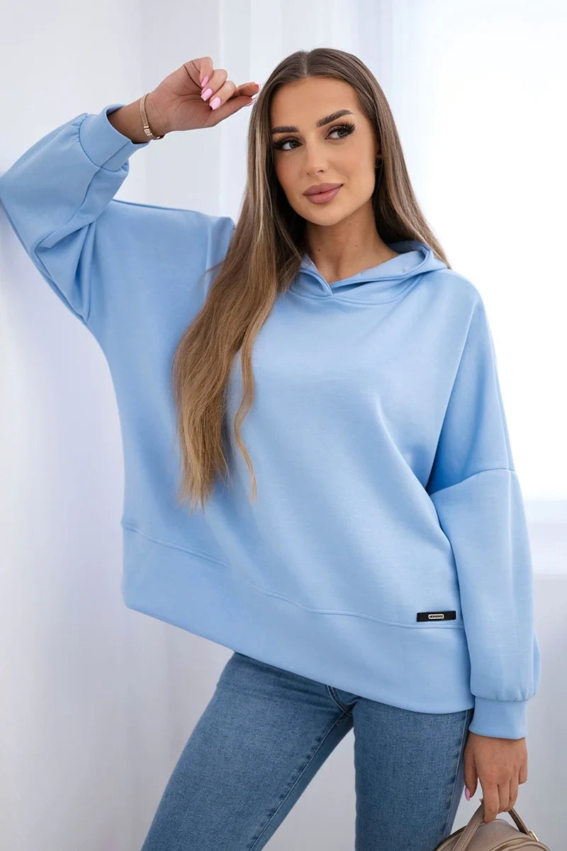 Bluza z kapturem z wiskozy niebieska , , , Moda Life Polska , 30794_1 , ART2436