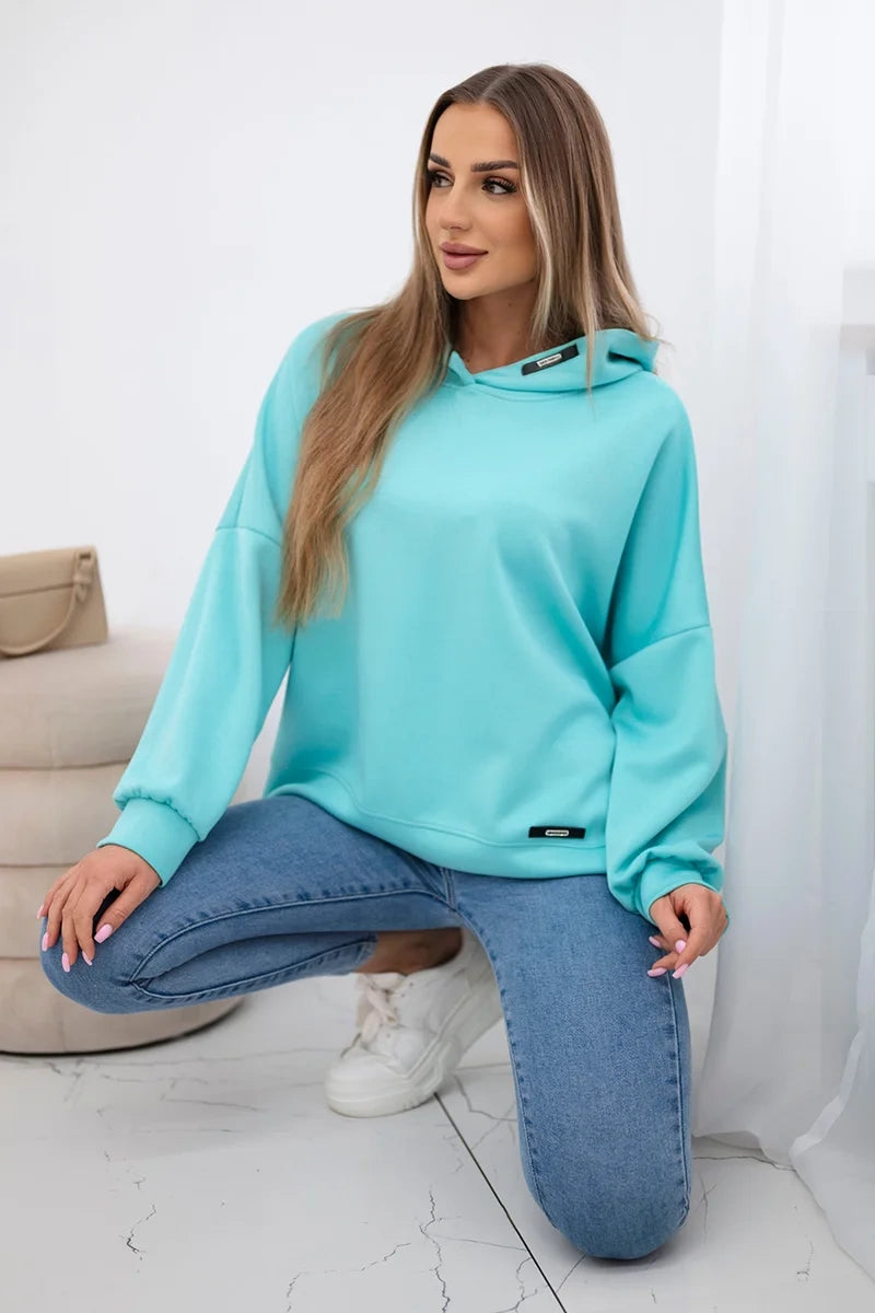 Bluza z kapturem z wiskozy miętowa , , , Moda Life Polska , 30795_1 , ART2436
