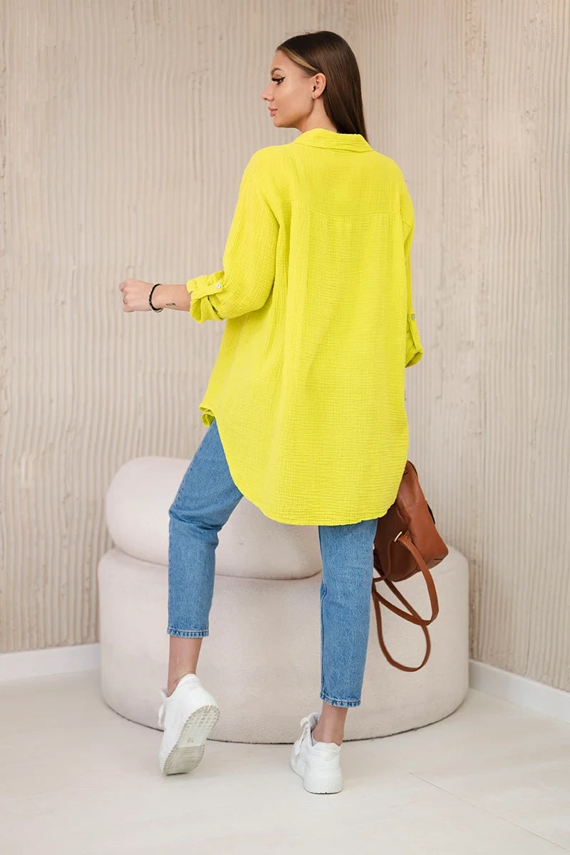 Koszula bawełniana muślinowa oversize , Kiwi uniwersalny , Bluzki , IT , 31067_2 , ART208 barter Bluzki Nowości Odzież Damska Wszystkie Produkty