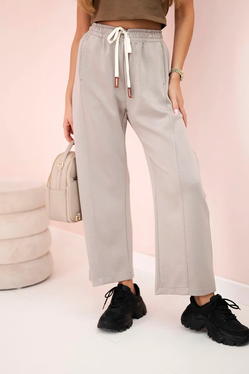 Spodnie masełko wiązane w pasie ciemny beż , , , Moda Life Polska , 31246_2 , 7305