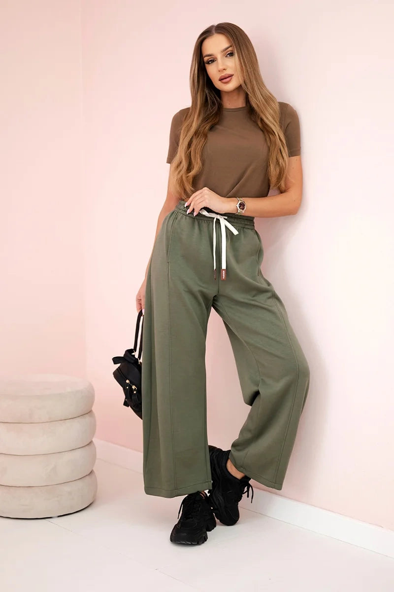 Spodnie masełko wiązane w pasie khaki , , , Moda Life Polska , 31247_1 , 7305