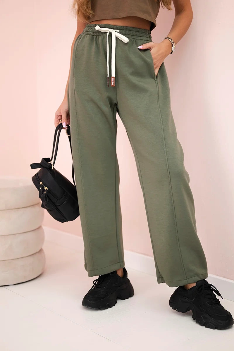 Spodnie masełko wiązane w pasie khaki , , , Moda Life Polska , 31247_2 , 7305
