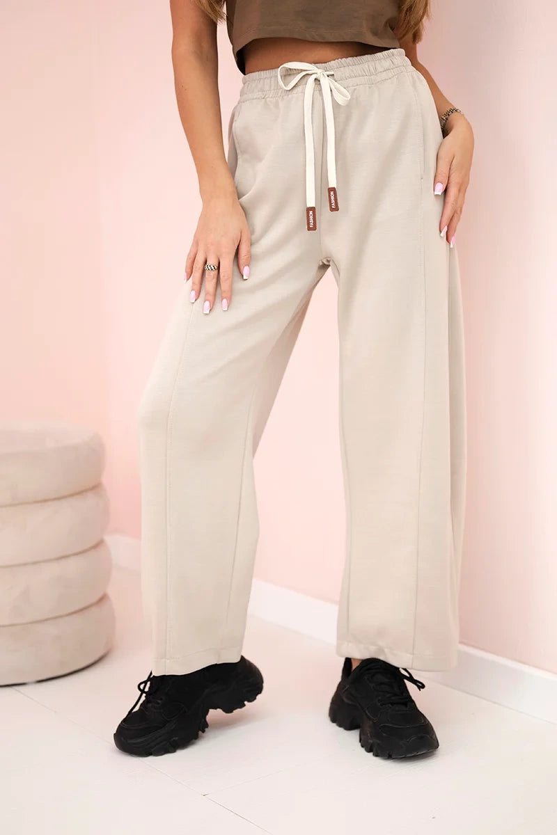 Spodnie masełko wiązane w pasie beżowe , , , Moda Life Polska , 31248_3 , 7305