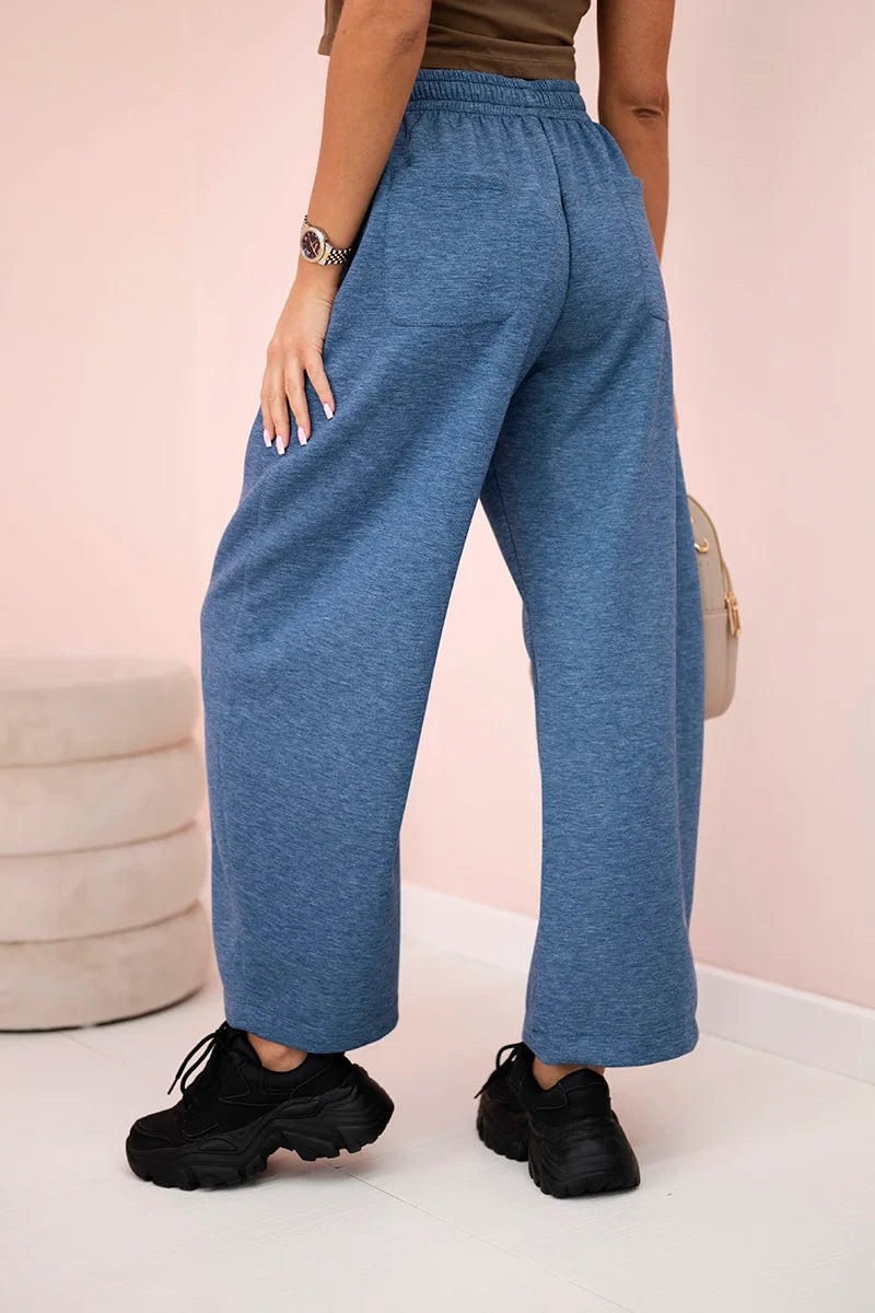 Spodnie masełko wiązane w pasie jeansowy melanż , , , Moda Life Polska , 31250_2 , 7305
