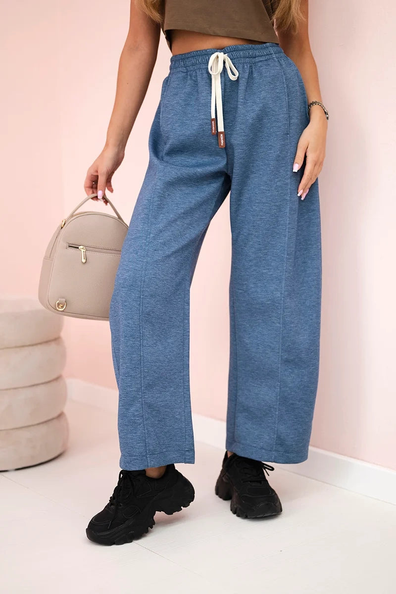 Spodnie masełko wiązane w pasie jeansowy melanż , , , Moda Life Polska , 31250_3 , 7305