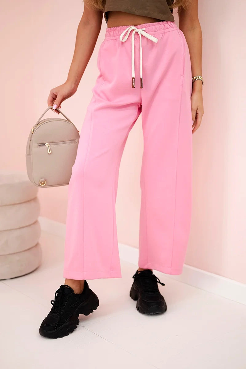 Spodnie masełko wiązane w pasie różowe , , , Moda Life Polska , 31251_3 , 7305