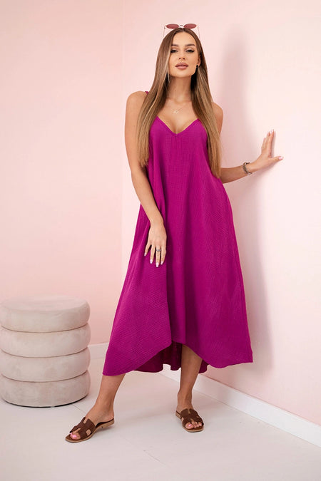 Sukienka muślinowa na ramiączkach , Ciemno Fioletowa uniwersalny , Sukienki , IT , 31268_1 , ART88534 Moda Włoska Nowości Odzież Damska Sukienki Wszystkie Produkty