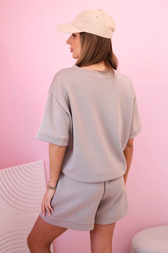 Komplet damski masełko z szortami z wysokim stanem beżowy , , , Moda Life Polska , 32585_3 , 7358