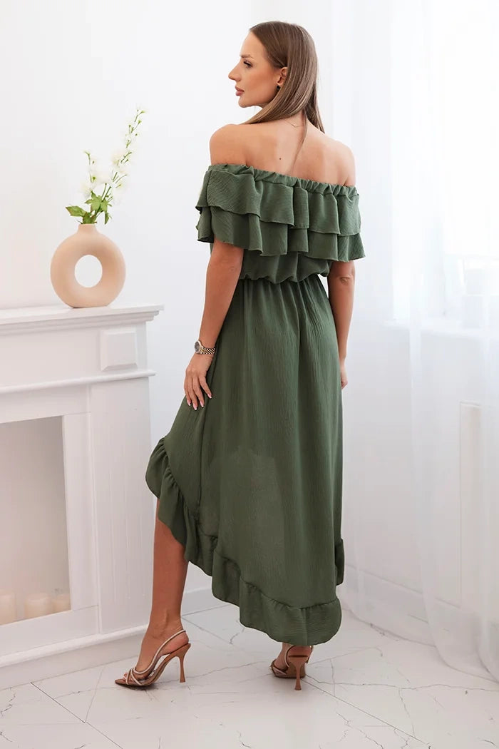Sukienka damska hiszpanka z dłuższym tyłem khaki , , , Moda Life Polska , 32589_2 , IT-77