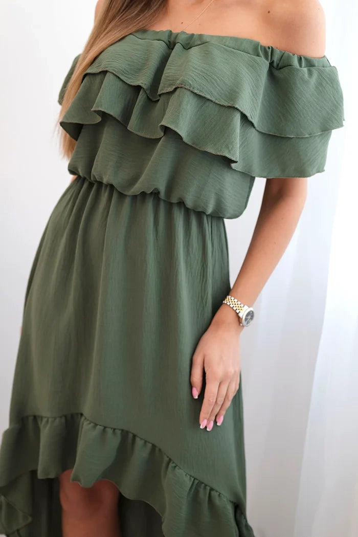 Sukienka damska hiszpanka z dłuższym tyłem khaki , , , Moda Life Polska , 32589_3 , IT-77