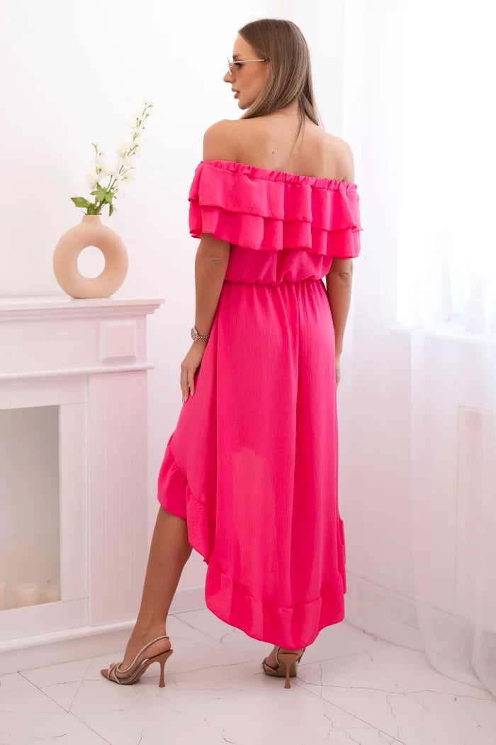 Sukienka damska hiszpanka z dłuższym tyłem różowa , , , Moda Life Polska , 32591_2 , IT-77
