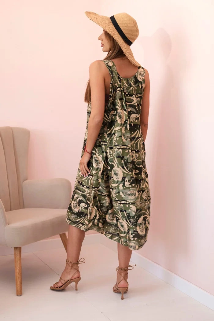 Sukienka damska na ramiączkach z szerokim dołem , Khaki uniwersalny , Sukienki , IT , 32675_2 , 311D Moda Włoska Nowości Odzież Damska Sukienki wiosna Wszystkie Produkty