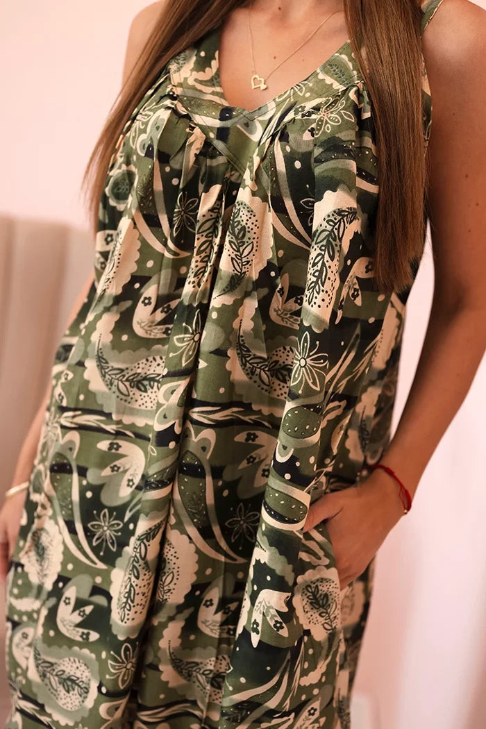 Sukienka damska na ramiączkach z szerokim dołem , Khaki uniwersalny , Sukienki , IT , 32675_4 , 311D Moda Włoska Nowości Odzież Damska Sukienki wiosna Wszystkie Produkty