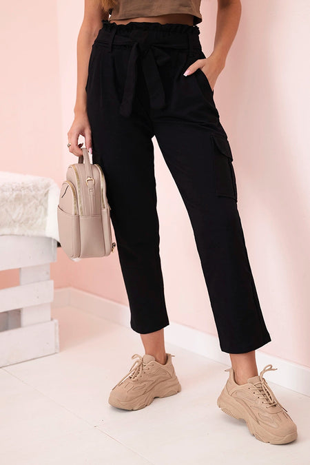 Spodnie damskie z wysokim stanem cargo czarne , , , Moda Life Polska , 32741_1 , 69387