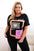 Bluzka damska bawełniana Plus Size ze złotym napisem czarny + różowy , , , Moda Life Polska , 33003_1 , 1275