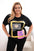 Bluzka damska bawełniana Plus Size ze złotym napisem czarny + żółty , , , Moda Life Polska , 33004_1 , 1275