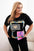Bluzka damska bawełniana Plus Size ze złotym napisem , Czarny + chabrowy uniwersalny , Bluzki , IT , 33006_1 , 1275 Bluzki Moda Włoska Nowości Odzież Damska plussize wiosna Wszystkie Produkty