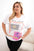 Bluzka damska bawełniana Plus Size ze złotym napisem , Biały + różowy uniwersalny , Bluzki , IT , 33007_1 , 1275 Bluzki Moda Włoska Nowości Odzież Damska plussize wiosna Wszystkie Produkty