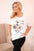 Bluzka damska Plus Size z wiskozy z kwiatowym nadrukiem i napisem , Ecru uniwersalny , Bluzki , IT , 33017_1 , 2152 Bluzki Moda Włoska Nowości Odzież Damska plussize wiosna Wszystkie Produkty
