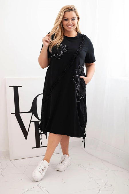 Sukienka damska bawełniana Plus Size z gwiazdami czarna , , , Moda Life Polska , 33032_1 , 1990