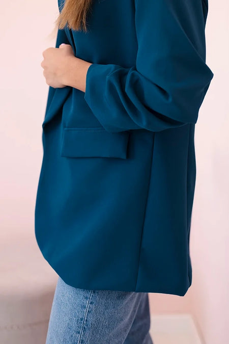 Marynarka z klapami elegancka , Ciemno Morska uniwersalny , Narzutki , IT , 33156_3 , 9709 Moda Włoska Narzutki Odzież Damska Wszystkie Produkty