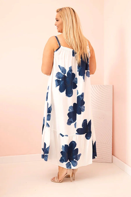 Sukienka damska na ramiączkach z falbaną i kwiatowym printem jeansowa , uniwersalny Jeansowa , Sukienki , Moda Life Polska , 33254_2 , 21646 Nowości Odzież Damska plussize Sukienki Wszystkie Produkty