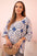 Bluzka damska z bawełny w etniczne wzory z podwiniętym rękawem , Jeansowa uniwersalny , Bluzki , IT , 33552_1 , 22003-2 Bluzki Moda Włoska Nowości Odzież Damska Wszystkie Produkty