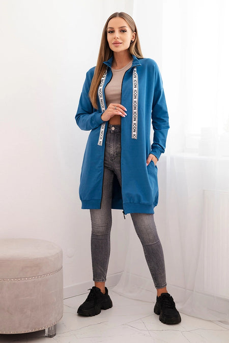 Bluza damska zapinana na zamek z napisami jeansowa , , , Moda Life Polska , 33820_1 , 69530