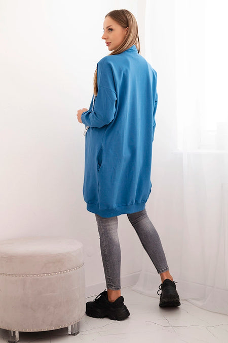 Bluza damska zapinana na zamek z napisami jeansowa , , , Moda Life Polska , 33820_2 , 69530