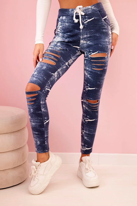 Legginsy damskie z przetarciami jeansowe , uniwersalny , Spodnie , TR , 33836_3 , 67711 Nowości Odzież Damska Spodnie Wszystkie Produkty