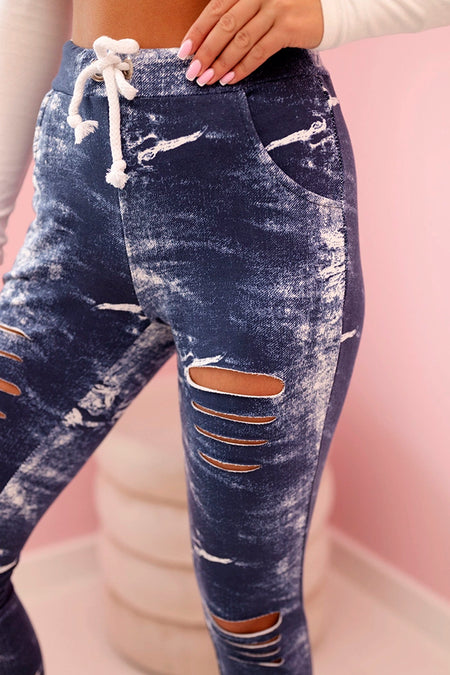 Legginsy damskie z przetarciami jeansowe , uniwersalny , Spodnie , TR , 33836_4 , 67711 Nowości Odzież Damska Spodnie Wszystkie Produkty