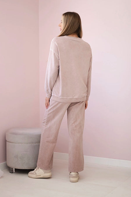 Komplet bawełniany dekatyzowany Angel bluza + spodnie , Pudrowy Róż Uniwersalny , Komplety , IT , eng_pm_Cotton-set-Angel-sweatshirt-pants-powder-pink-30058_2 , ART90041-1 Jesien Komplety Odzież Damska Wszystkie Produkty