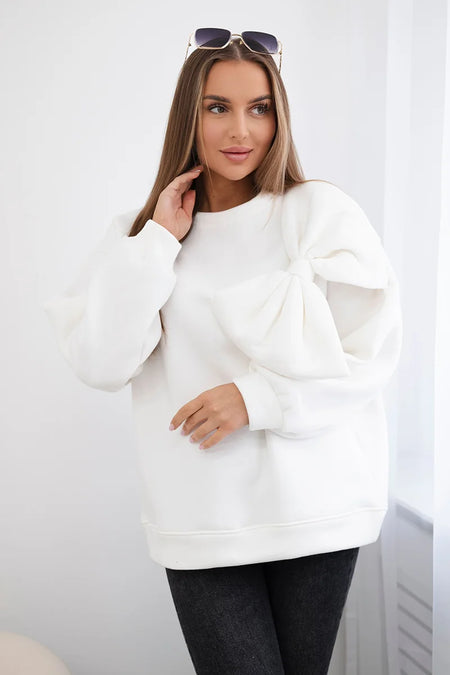 Bluza bawełniana ocieplana z duża kokardą , Ecru Uniwersalny , Bluzy , TR , pol_pl_Bluza-bawelniana-ocieplana-z-duza-kokarda-ecru_2 , 9797 Bluzy Discount-30 Jesien Nowości Odzież Damska Rabat20 Wszystkie Produkty