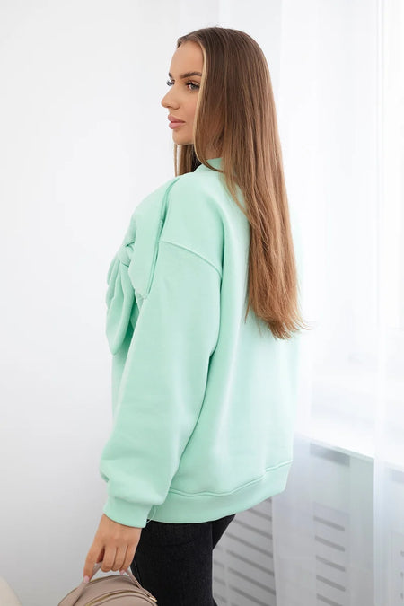 Bluza bawełniana ocieplana z duża kokardą , Miętowy Uniwersalny , Bluzy , TR , pol_pl_Bluza-bawelniana-ocieplana-z-duza-kokarda-mietowa_4 , 9797 Bluzy Discount-30 Jesien Nowości Odzież Damska Rabat20 Wszystkie Produkty