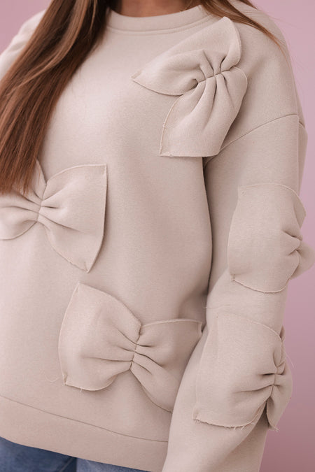 Bluza ocieplana z ozdobnymi kokardami , Beżowy Uniwersalny , Bluzy , IT , pol_pl_Bluza-ocieplana-z-ozdobnymi-kokardami-bezowa-27592_5 , Bluzy Discount-30 Moda Włoska Nowości Odzież Damska R9023 Rabat20 Wszystkie Produkty