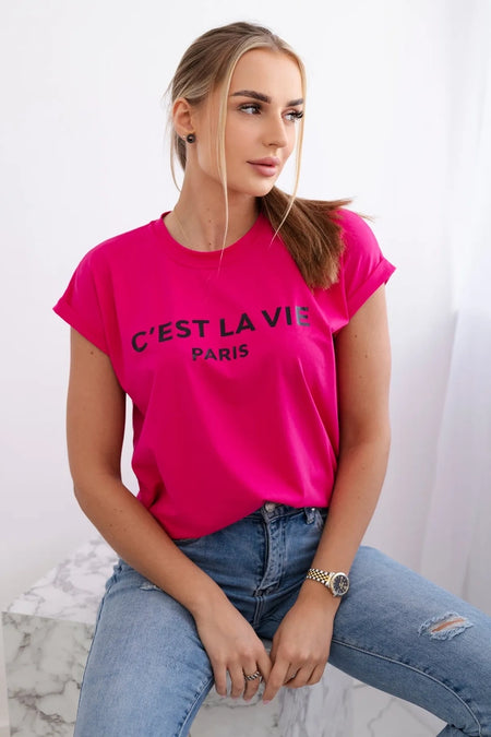 Bluzka bawełniana C'est La Vie Paris , Fuksja Uniwersalny , Bluzki , TR , pol_pl_Bluzka-bawelniana-Cest-La-Vie-Paris-fuksja-28848_1 , 9820 Bluzki Moda Włoska Odzież Damska Rabat20 Wszystkie Produkty