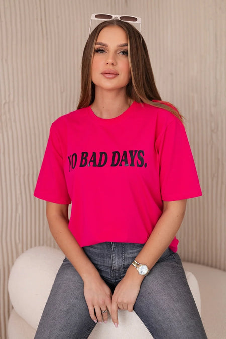 Bluzka bawełniana No Bad Days , Fuksja Uniwersalny , Bluzki , IT , pol_pl_Bluzka-bawelniana-No-Bad-Days-fuksja-28442_1 , 9811 barter Bluzki Moda Włoska Odzież Damska Rabat20 Wszystkie Produkty