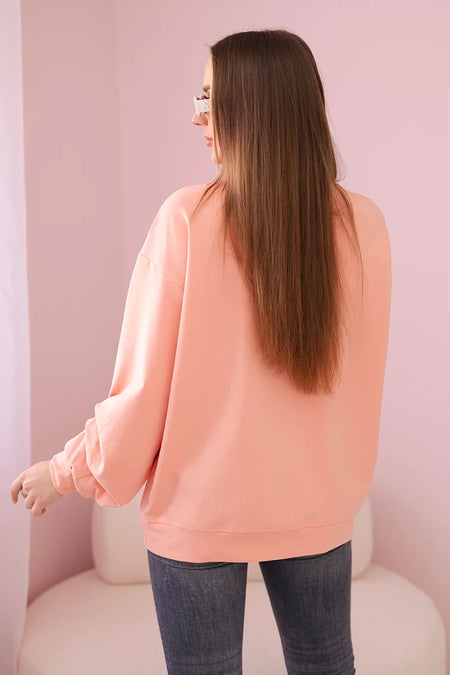 Bluzka bawełniana z kokardą , Morelowy Uniwersalny , Bluzy , Moda Life Polska , pol_pl_Bluzka-bawelniana-z-kokarda-morelowa-27988_2 , 9798 Bluzy Discount-30 Jesien Nowości Odzież Damska Rabat20 Wszystkie Produkty