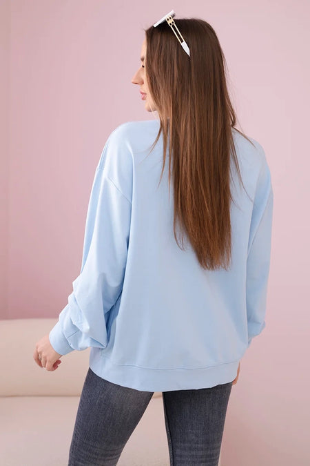 Bluzka bawełniana z kokardą , Niebieski Uniwersalny , Bluzy , Moda Life Polska , pol_pl_Bluzka-bawelniana-z-kokarda-niebieska-27987_2 , 9798 Bluzy Discount-30 Jesien Nowości Odzież Damska Rabat20 Wszystkie Produkty