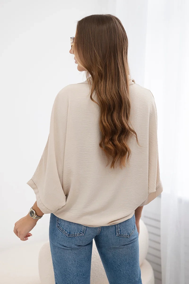 Bluzka oversize zapinana na guziki , Beżowy Uniwersalny , Bluzki , IT , pol_pl_Bluzka-oversize-zapinana-na-guziki-bezowa-28217_2 , Bluzki Discount-30-c IT-18 Jesien Moda Włoska Nowości Odzież Damska Rabat20 Wszystkie Produkty