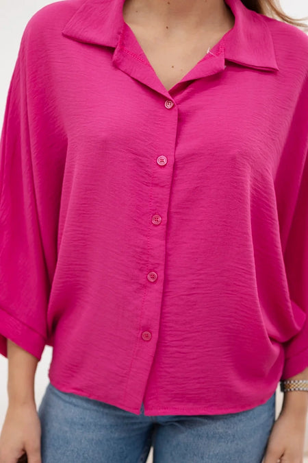 Bluzka oversize zapinana na guziki , Fuksja Uniwersalny , Bluzki , IT , pol_pl_Bluzka-oversize-zapinana-na-guziki-fuksja-28227_3 , Bluzki Discount-30-c IT-18 Jesien Moda Włoska Nowości Odzież Damska Rabat20 Wszystkie Produkty