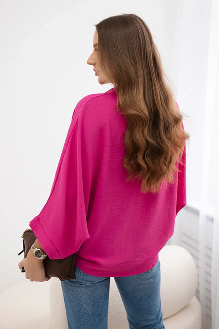 Bluzka oversize zapinana na guziki , Fuksja Uniwersalny , Bluzki , IT , pol_pl_Bluzka-oversize-zapinana-na-guziki-fuksja-28227_4 , Bluzki Discount-30-c IT-18 Jesien Moda Włoska Nowości Odzież Damska Rabat20 Wszystkie Produkty
