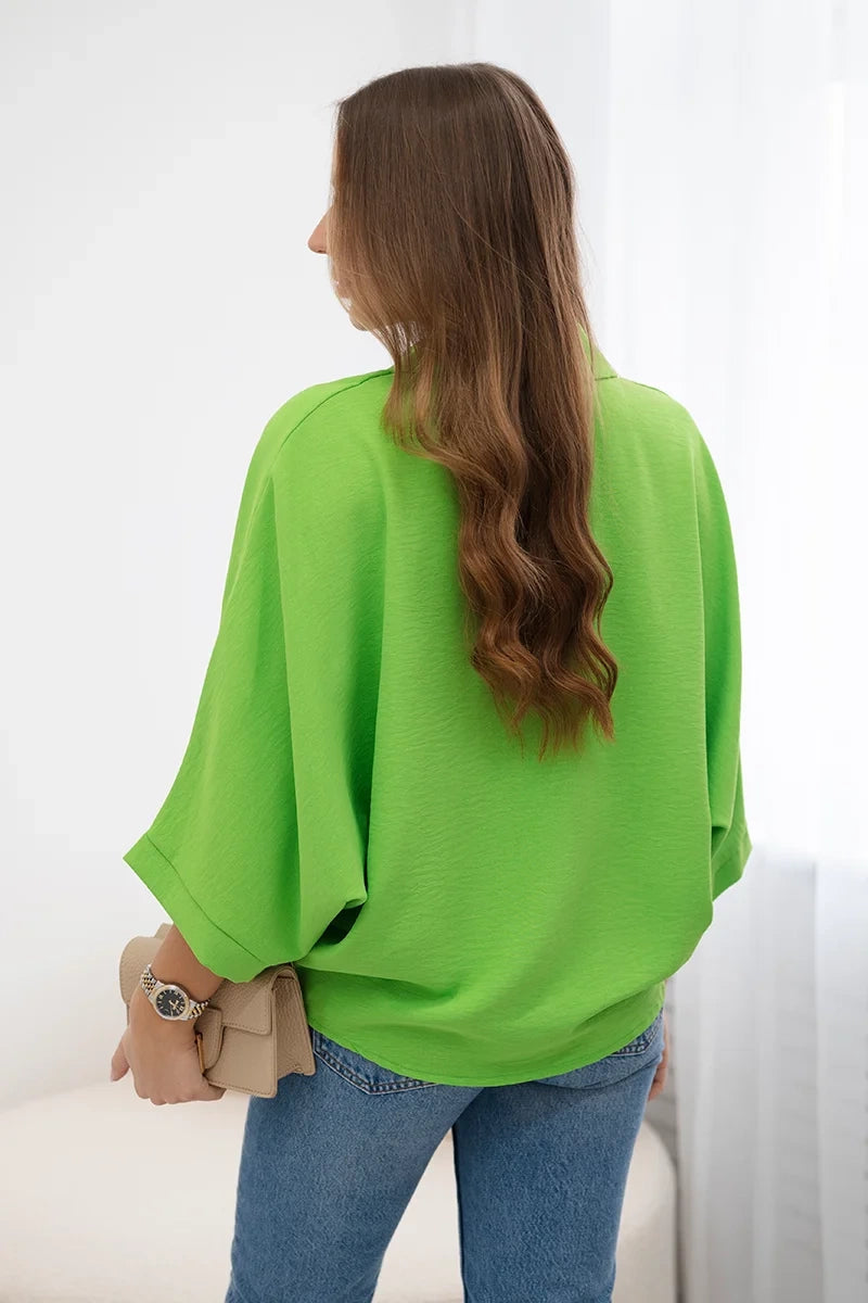 Bluzka oversize zapinana na guziki , Jasny Zielony Uniwersalny , Bluzki , IT , pol_pl_Bluzka-oversize-zapinana-na-guziki-jasno-zielona-28223_2 , Bluzki Discount-30-c IT-18 Jesien Moda Włoska Nowości Odzież Damska Rabat20 Wszystkie Produkty