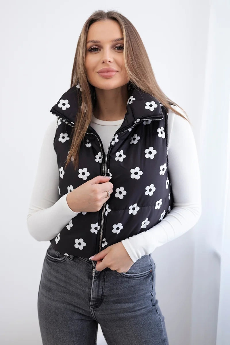 Kamizelka w drobne kwiaty , Czarny Uniwersalny , Kurtki , IT , pol_pl_Kamizelka-w-drobne-kwiaty-czarna-28122_1 , 32230 Discount-30 Jesien Kurtki Moda Włoska Nowości Odzież Damska Rabat20 Wszystkie Produkty