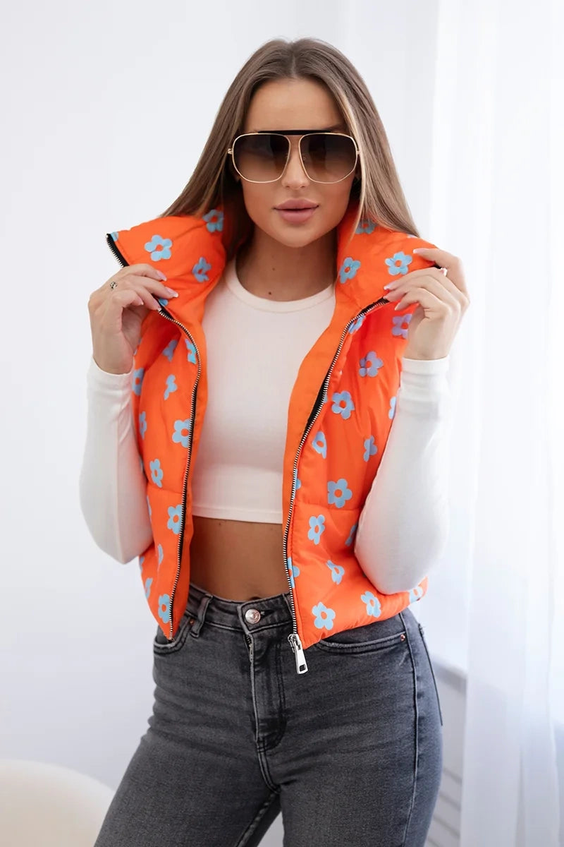 Kamizelka w drobne kwiaty , Pomarańczowy Uniwersalny , Kurtki , IT , pol_pl_Kamizelka-w-drobne-kwiaty-pomaranczowa-28123_1 , 32230 Discount-30 Jesien Kurtki Moda Włoska Nowości Odzież Damska Rabat20 Wszystkie Produkty