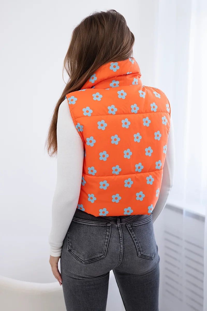 Kamizelka w drobne kwiaty , Pomarańczowy Uniwersalny , Kurtki , IT , pol_pl_Kamizelka-w-drobne-kwiaty-pomaranczowa-28123_3 , 32230 Discount-30 Jesien Kurtki Moda Włoska Nowości Odzież Damska Rabat20 Wszystkie Produkty