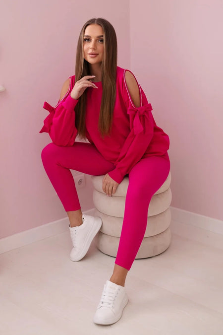 Komplet bluzy z kokardą na rękawach i legginsów , Fuksja Uniwersalny , Komplety , TR , pol_pl_Komplet-bluzy-z-kokarda-na-rekawach-i-legginsow-fuksja-28494_1 , 9801 Jesien Komplety Odzież Damska Rabat20 Wszystkie Produkty