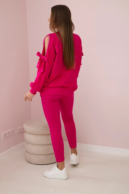 Komplet bluzy z kokardą na rękawach i legginsów , Fuksja Uniwersalny , Komplety , TR , pol_pl_Komplet-bluzy-z-kokarda-na-rekawach-i-legginsow-fuksja-28494_2 , 9801 Jesien Komplety Odzież Damska Rabat20 Wszystkie Produkty