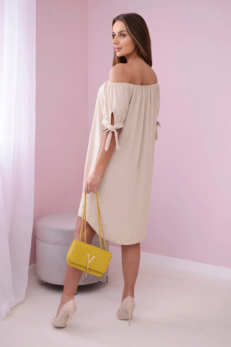 Sukienka wiązana na rękawach , Beżowy Uniwersalny , Sukienki , IT , pol_pl_Sukienka-wiazana-na-rekawach-bezowa-24234_2 , 3320 Discount-30 Moda Włoska Nowości Odzież Damska Rabat20 Sukienki sukienkihiszpanki Wszystkie Produkty